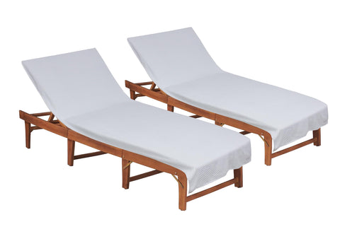 Cotton Craft pool lounge chair cover two-pack for sunlit poolside lounging.