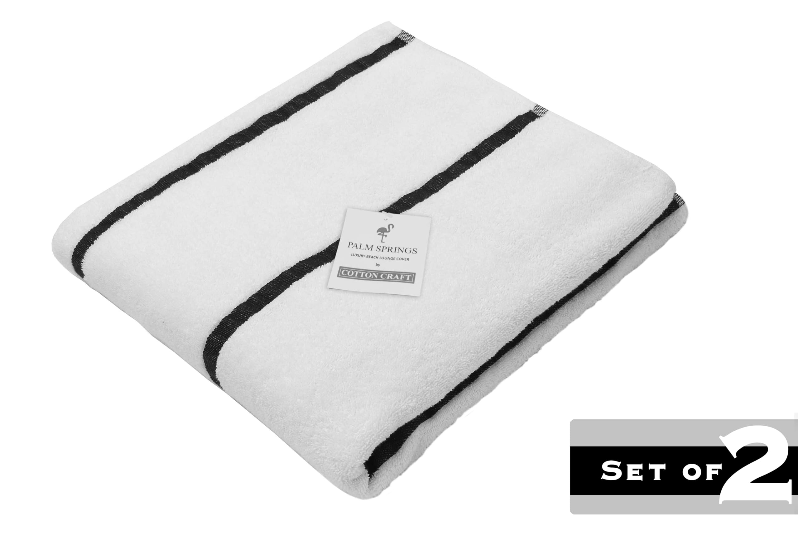 COTTON CRAFT two-pack lounge cover shows secure pocket design for windy days.