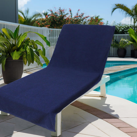 Cotton Craft waffle weave lounge cover highlights high absorbency.