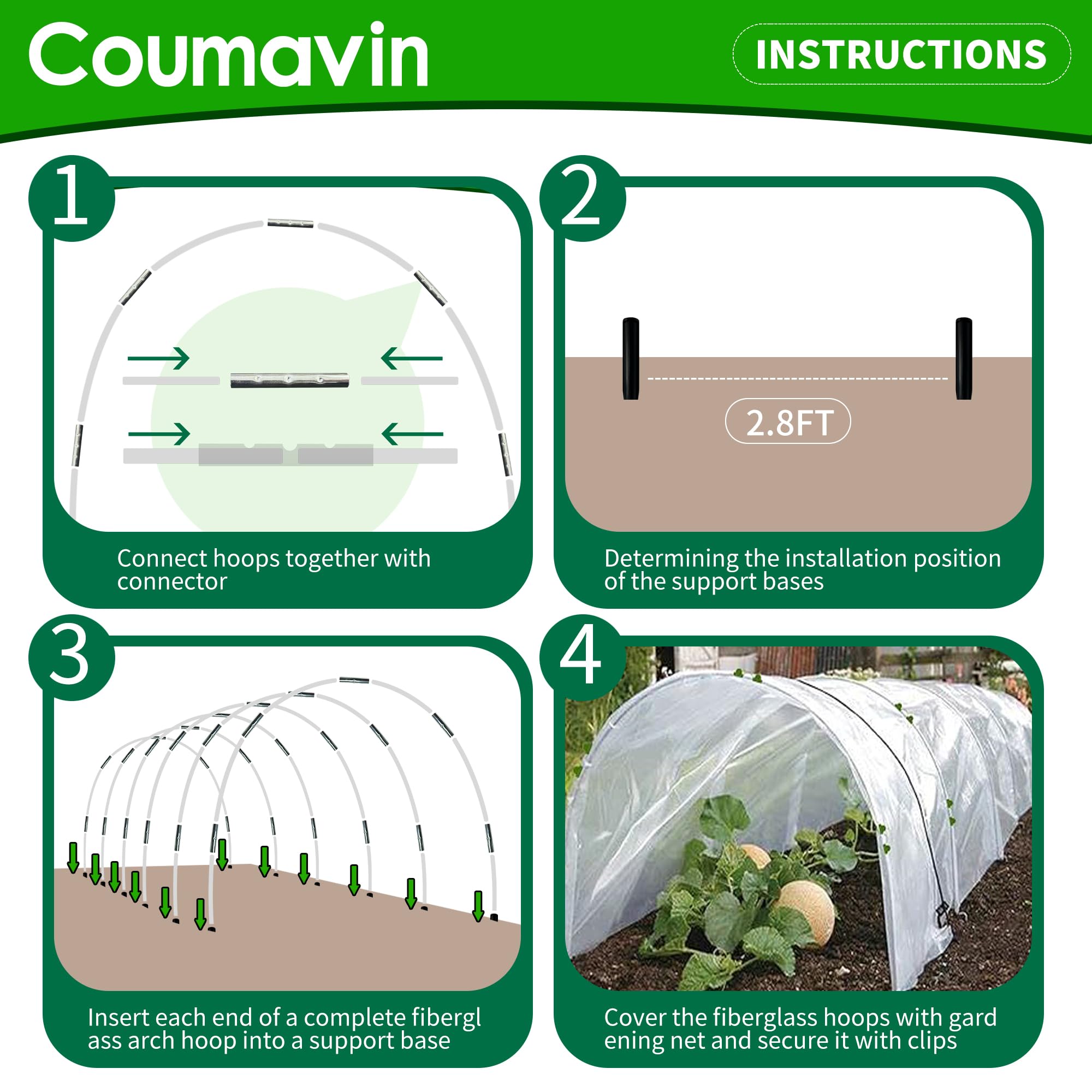 Coumavin netting compatibility image illustrating sun shade and wind protection for vegetables.
