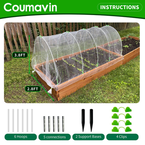 Coumavin raised-bed coverage with clips shows secure cover attachment.