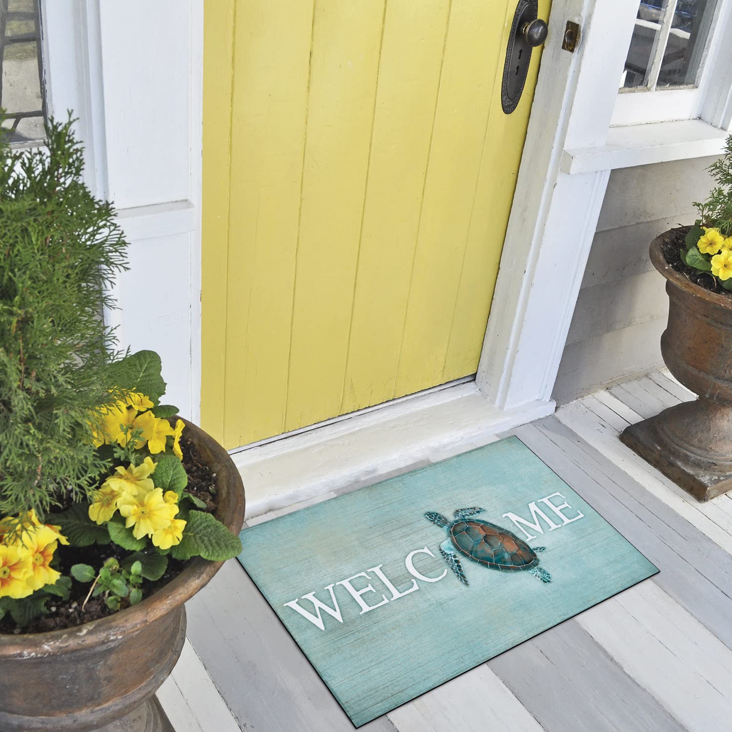 CounterArt Sea Turtle Welcome Mat close-up artwork highlighting vibrant colors that welcome guests