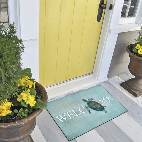 CounterArt Sea Turtle Welcome Mat close-up artwork highlighting vibrant colors that welcome guests