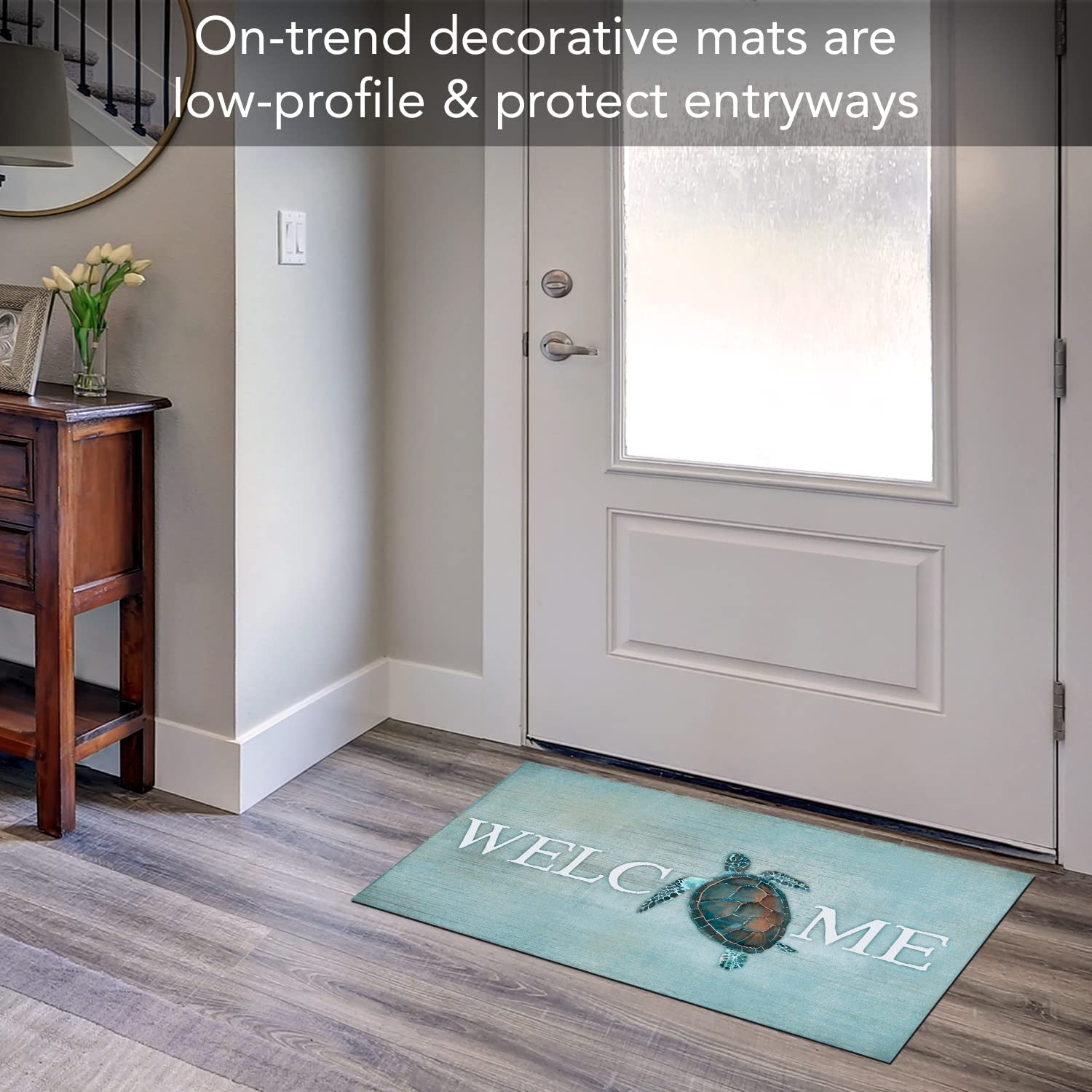 CounterArt Sea Turtle Welcome Mat easy cleaning with soap or hose after use