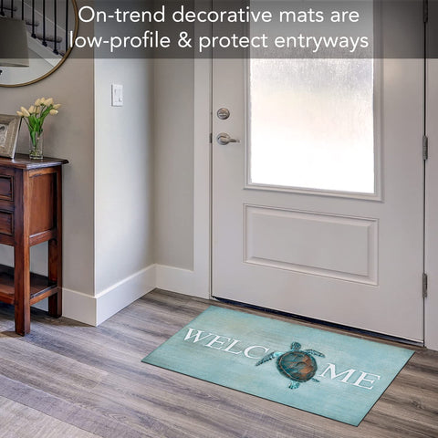 CounterArt Sea Turtle Welcome Mat easy cleaning with soap or hose after use