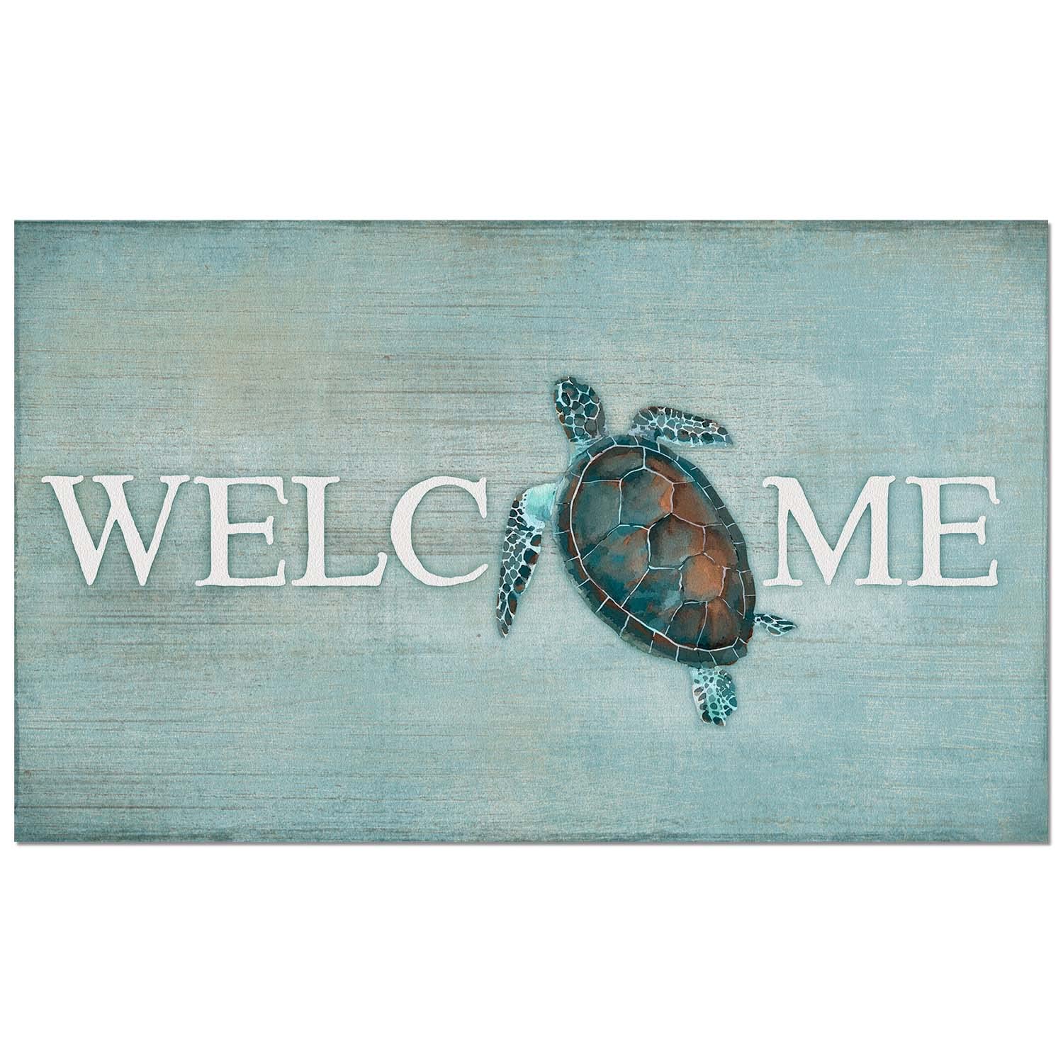 CounterArt Sea Turtle Welcome Mat front view showing durable outdoor-ready design