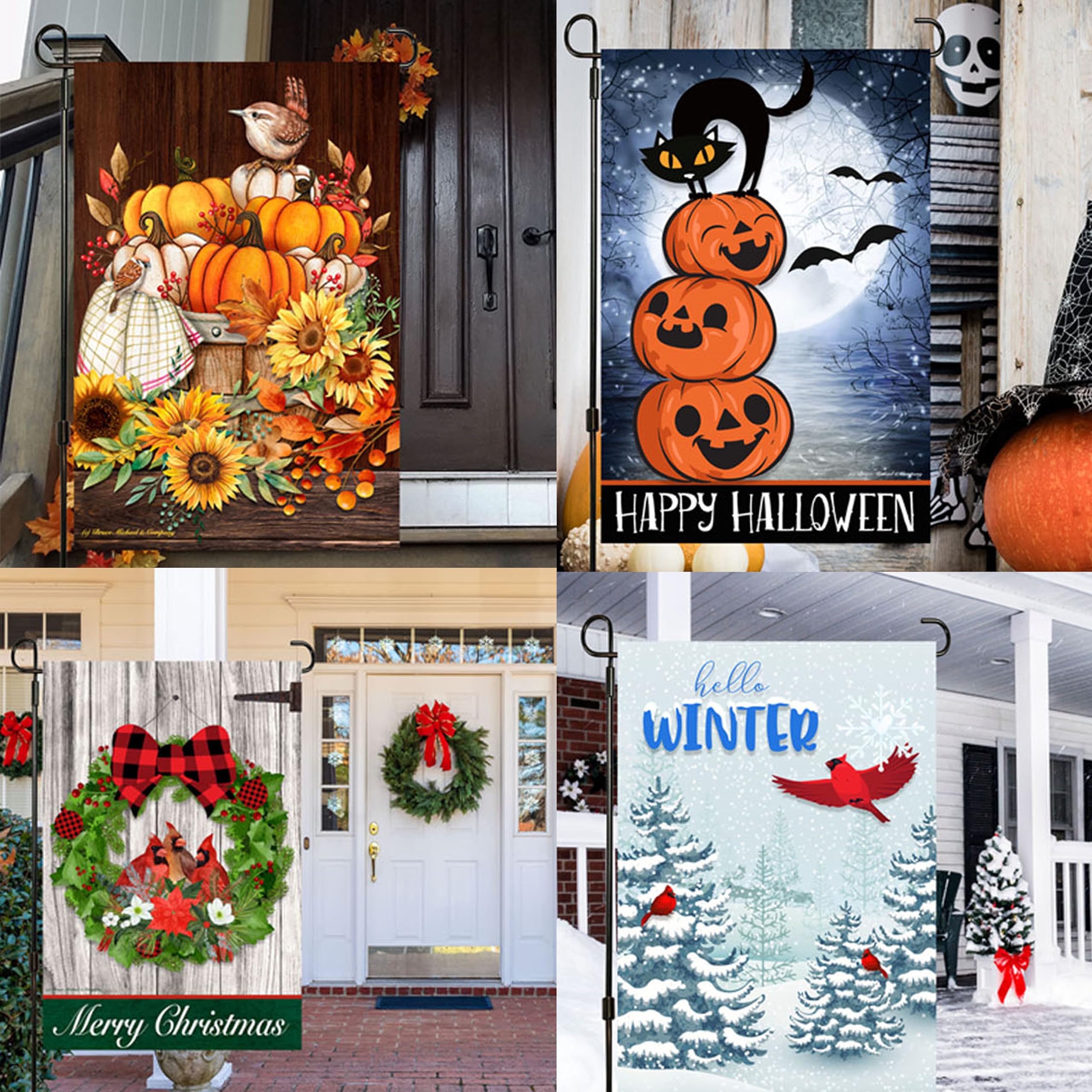Country Charm Garden Flags halloween design enhances curb appeal with seasonal decor.