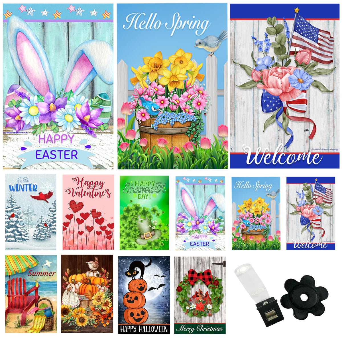 Country Charm Garden Flags spring design boosts curb appeal and welcomes guests.