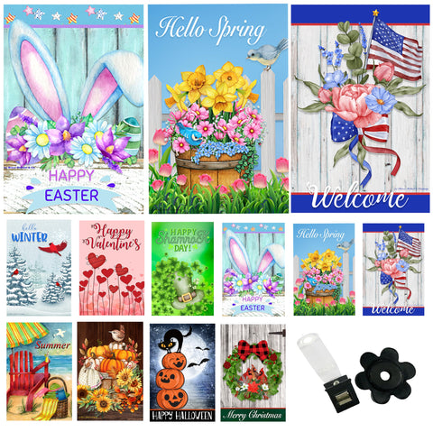 Country Charm Garden Flags spring design boosts curb appeal and welcomes guests.