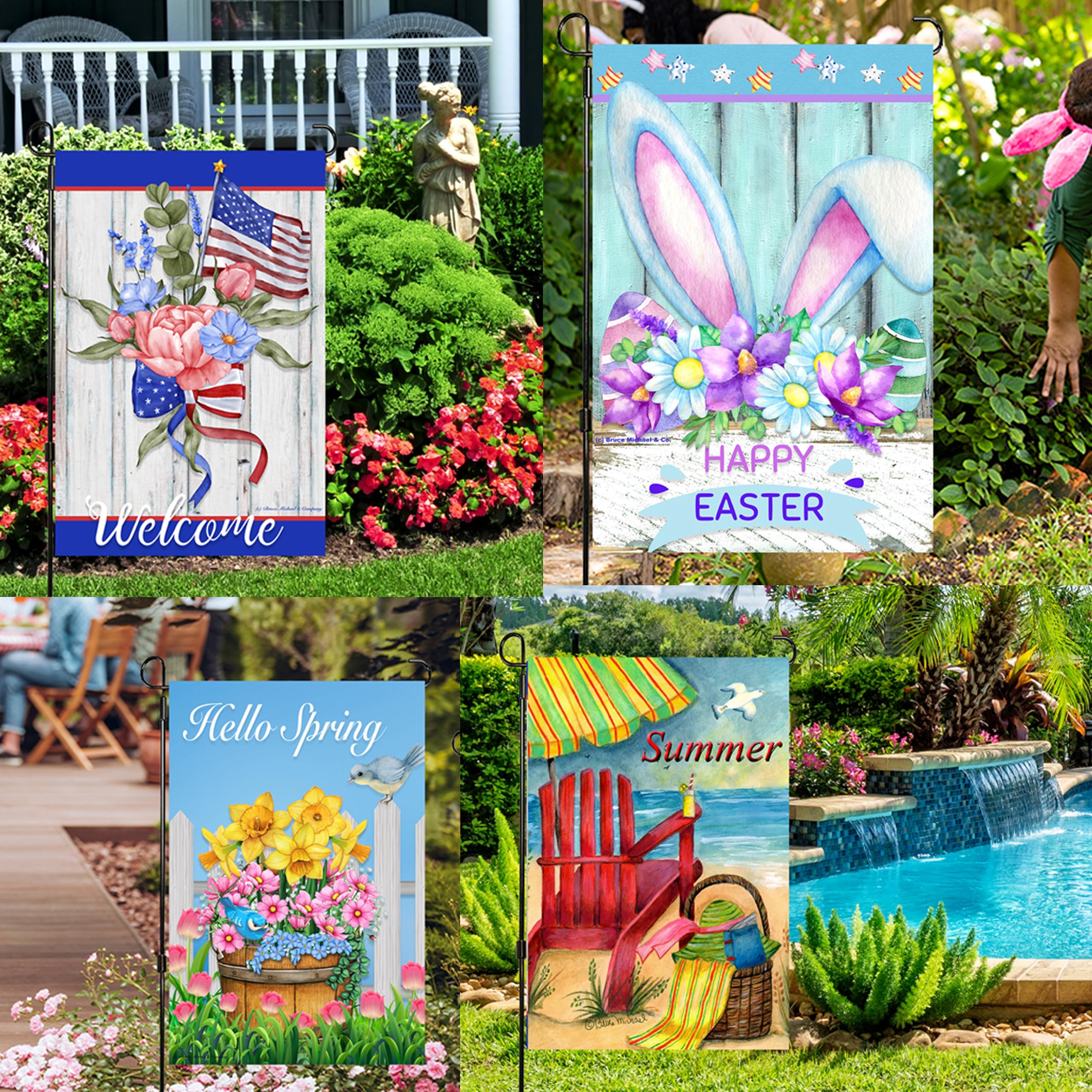 Country Charm Garden Flags valentines design adds romantic flair to entryways.