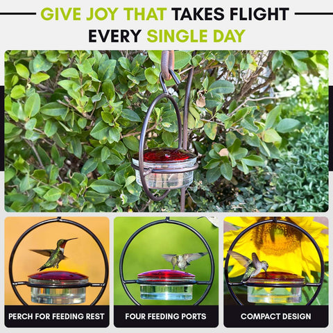 Couronne Co Mosaic Birds Hummble Slim feeder hanging design for patios and gardens.