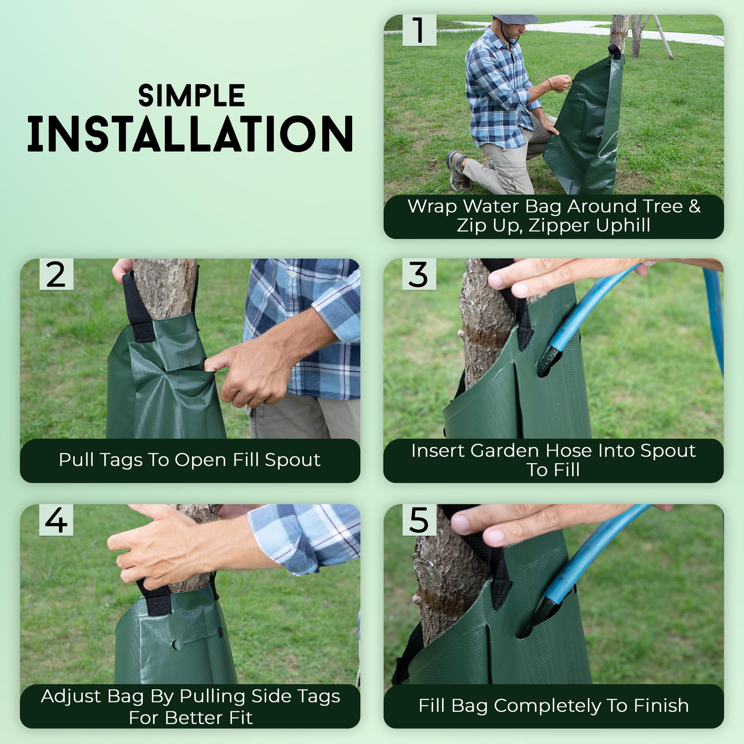Courtyard Dew installation is quick and tidy around a tree trunk.