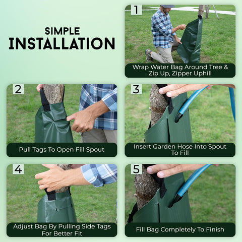 Courtyard Dew installation is quick and tidy around a tree trunk.