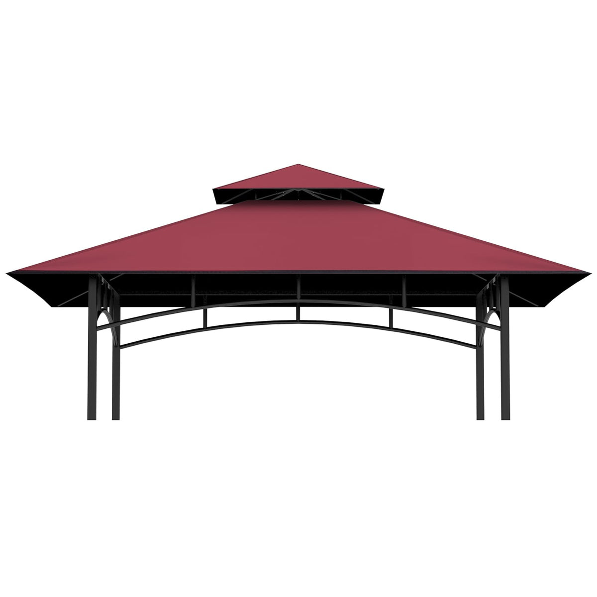Covboard Grill Gazebo Top 5x8 Burgundy full cover shields the BBQ area from rain and sun