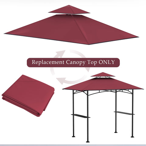 Sun-shielding Covboard burgundy canopy reduces glare during backyard grilling