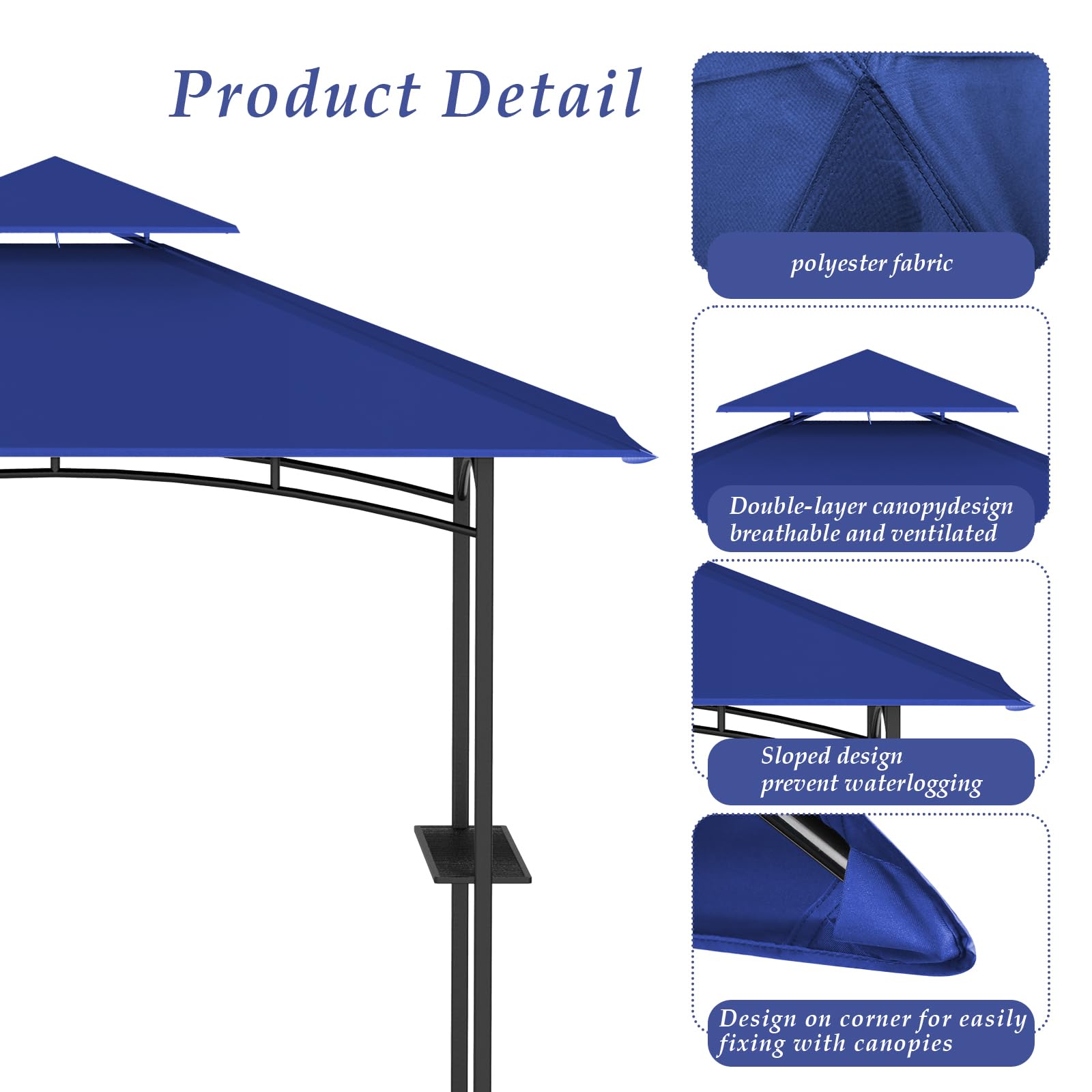 COVBOARD L-GG001PST-F compatible canopy shades and vents during grilling.
