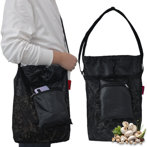 Cover Geny mesh foraging bag with open top for easy mushroom loading.