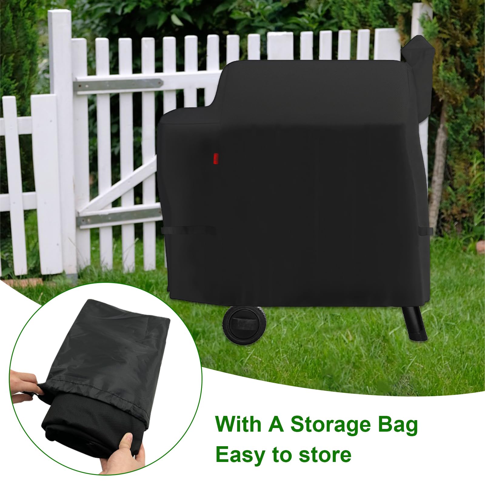 Cover Geny adjustable Velcro straps secure the cover on windy days.
