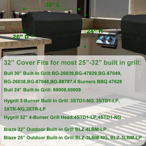 Cover Geny Hygrill 30-32 inch built-in grill cover with secure fit