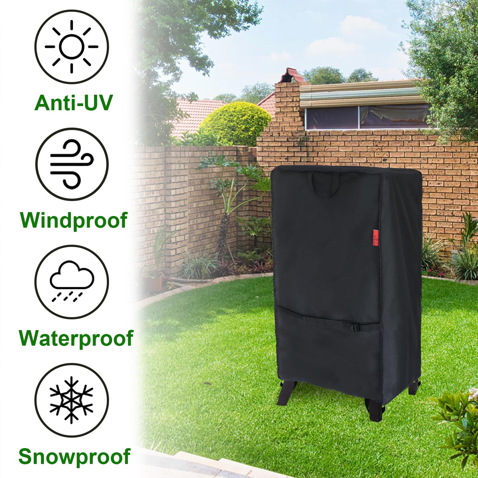 Cover Geny Char-Broil 18202077 smoker cover blocks rain and UV exposure.