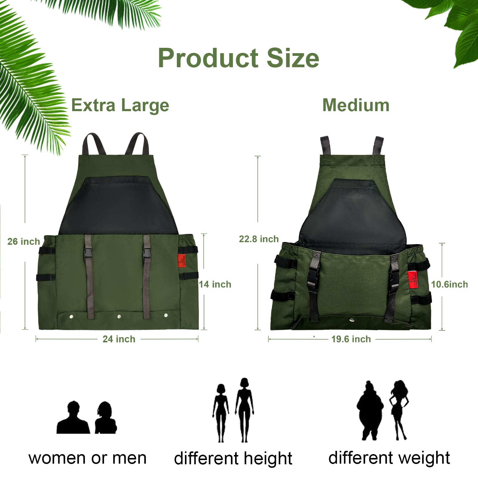 Cover Geny gardening apron uses 600D fabric for lasting outdoor use.