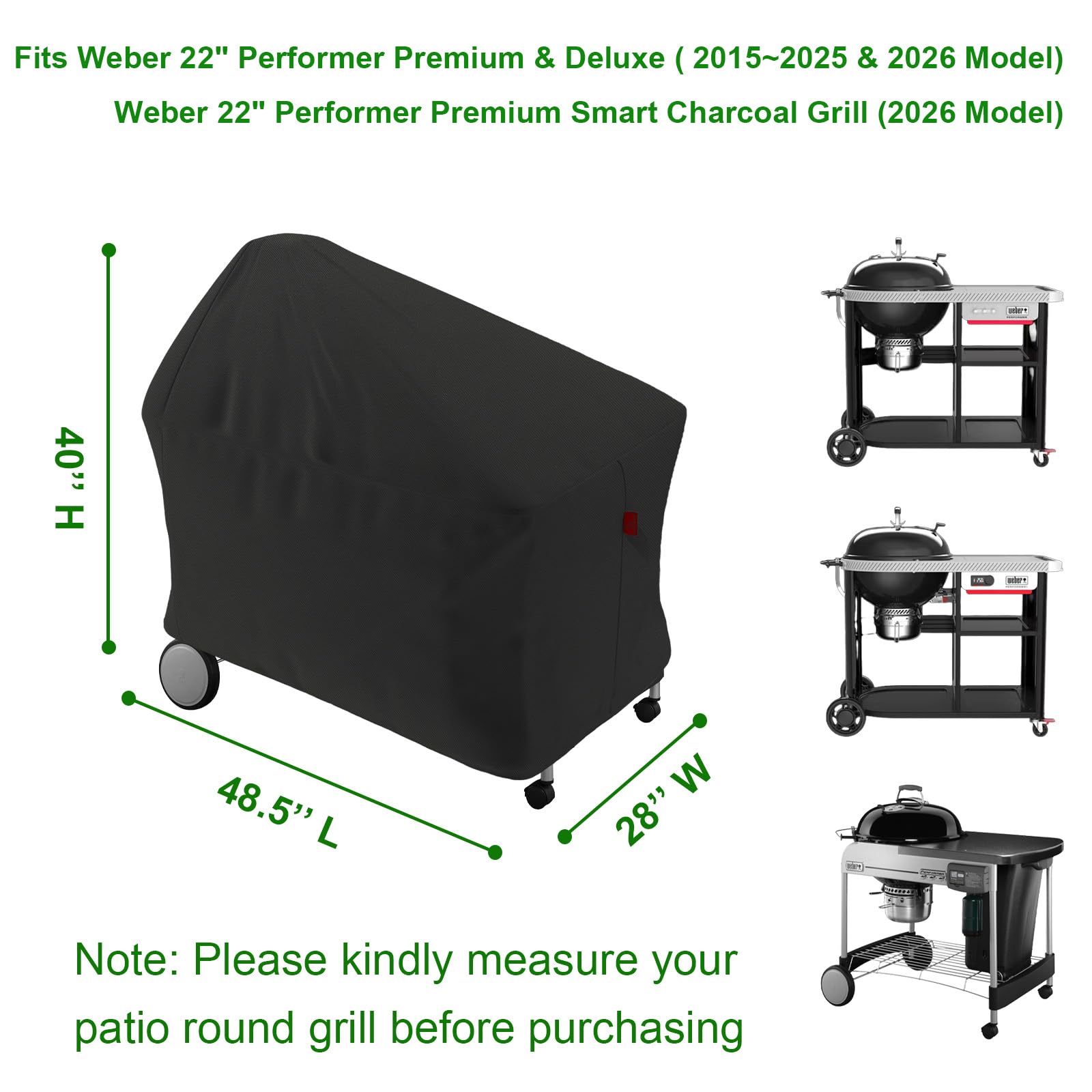 Cover Geny grill cover with secure Velcro strap prevents blowing off.