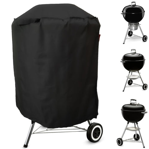Cover Geny Premium Grill Cover on a Weber 22-inch protects against rain and wind