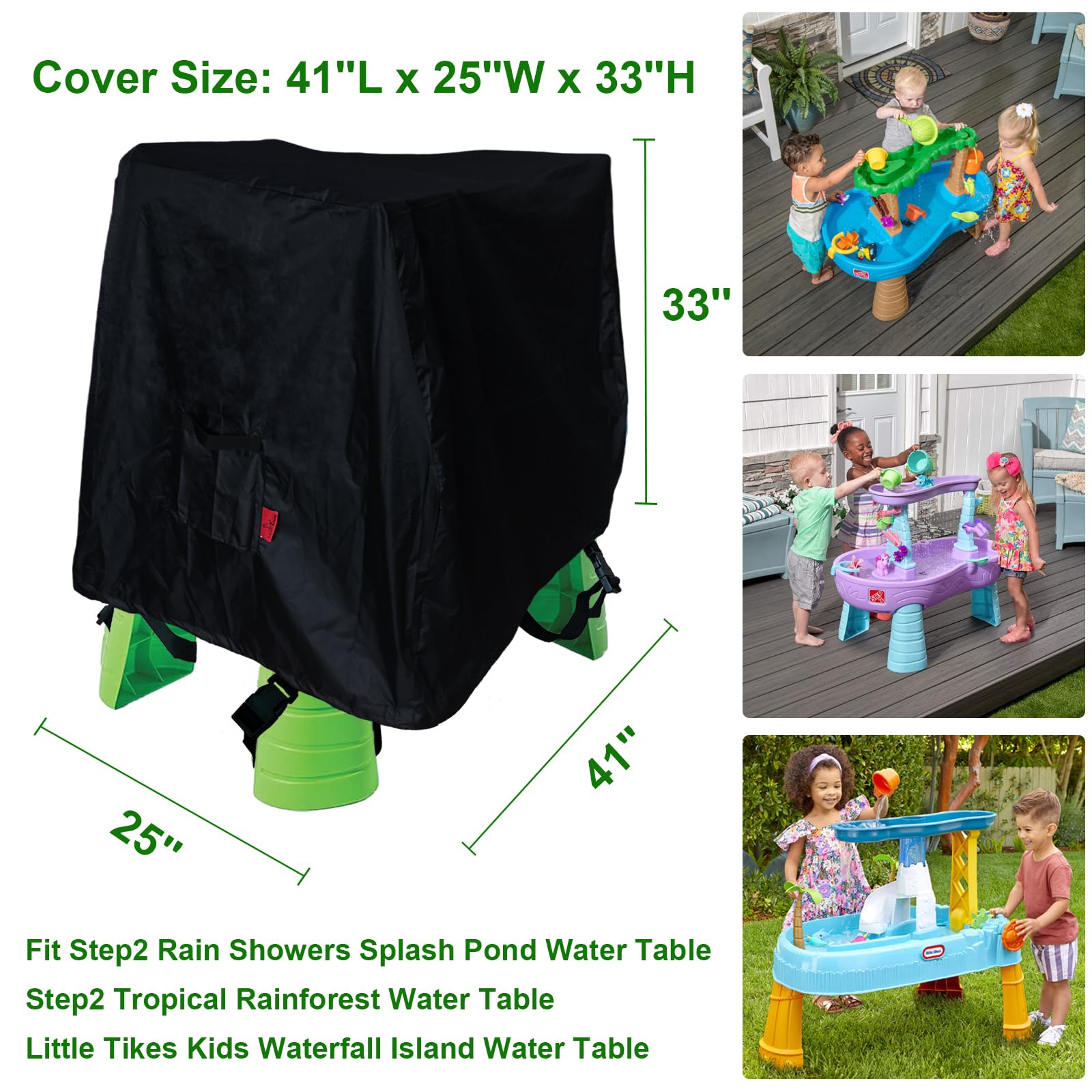 Cover Geny rain showers splash pond cover buckle-drawstring provides secure wind-resistant fit.