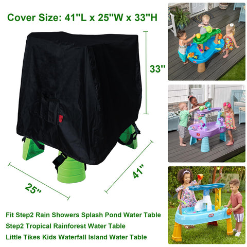 Cover Geny rain showers splash pond cover buckle-drawstring provides secure wind-resistant fit.