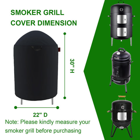 Cover Geny round smoker cover for 22x30 inches shields against wind with secure straps
