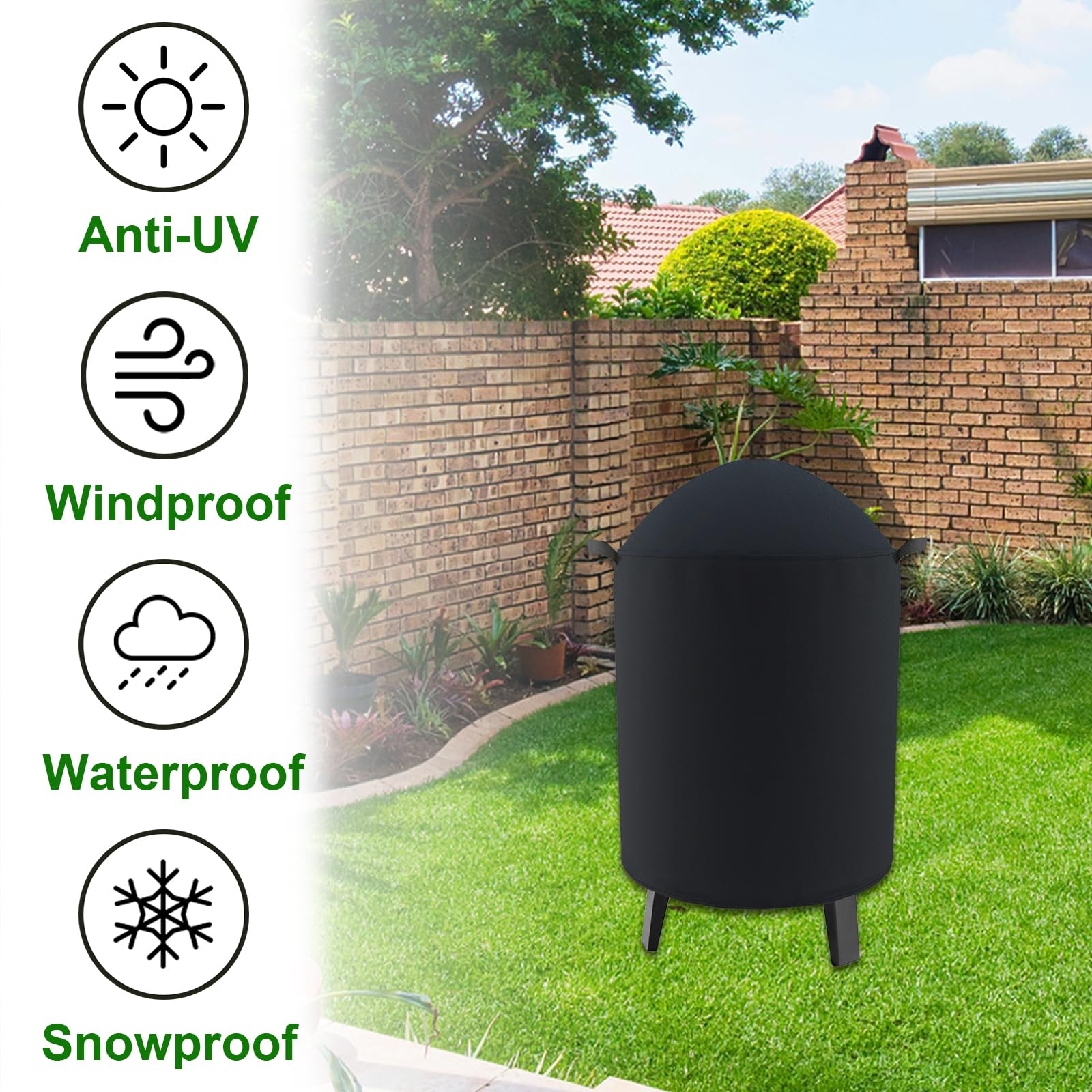Grab-handle design makes it easy to remove the Cover Geny round smoker cover