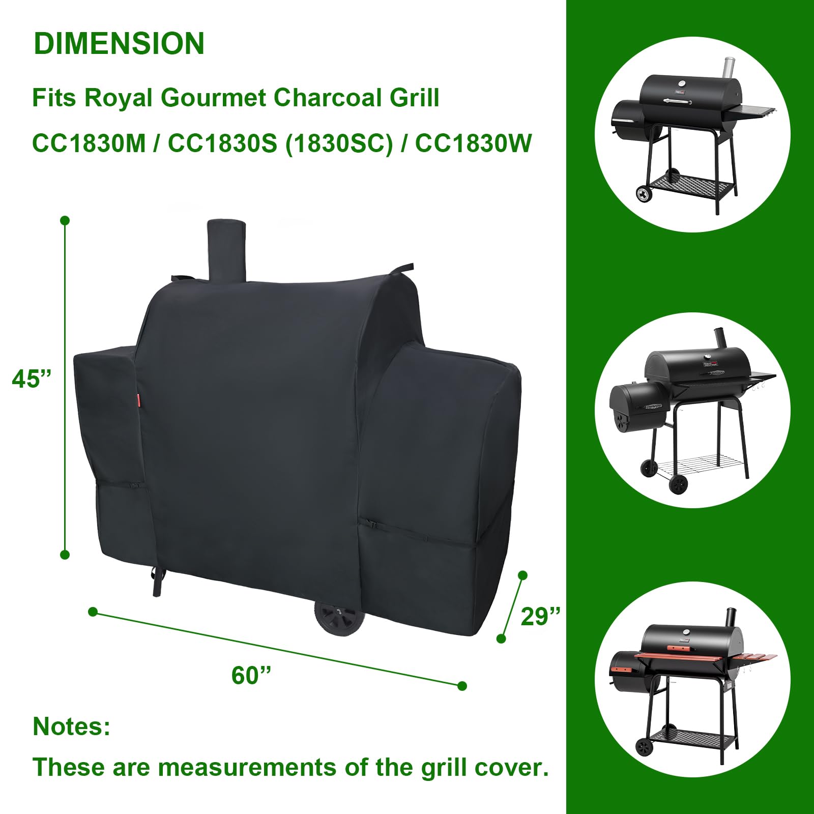 Cover Geny for Royal Gourmet CC1830 rear view showing secure wind-resistant design.