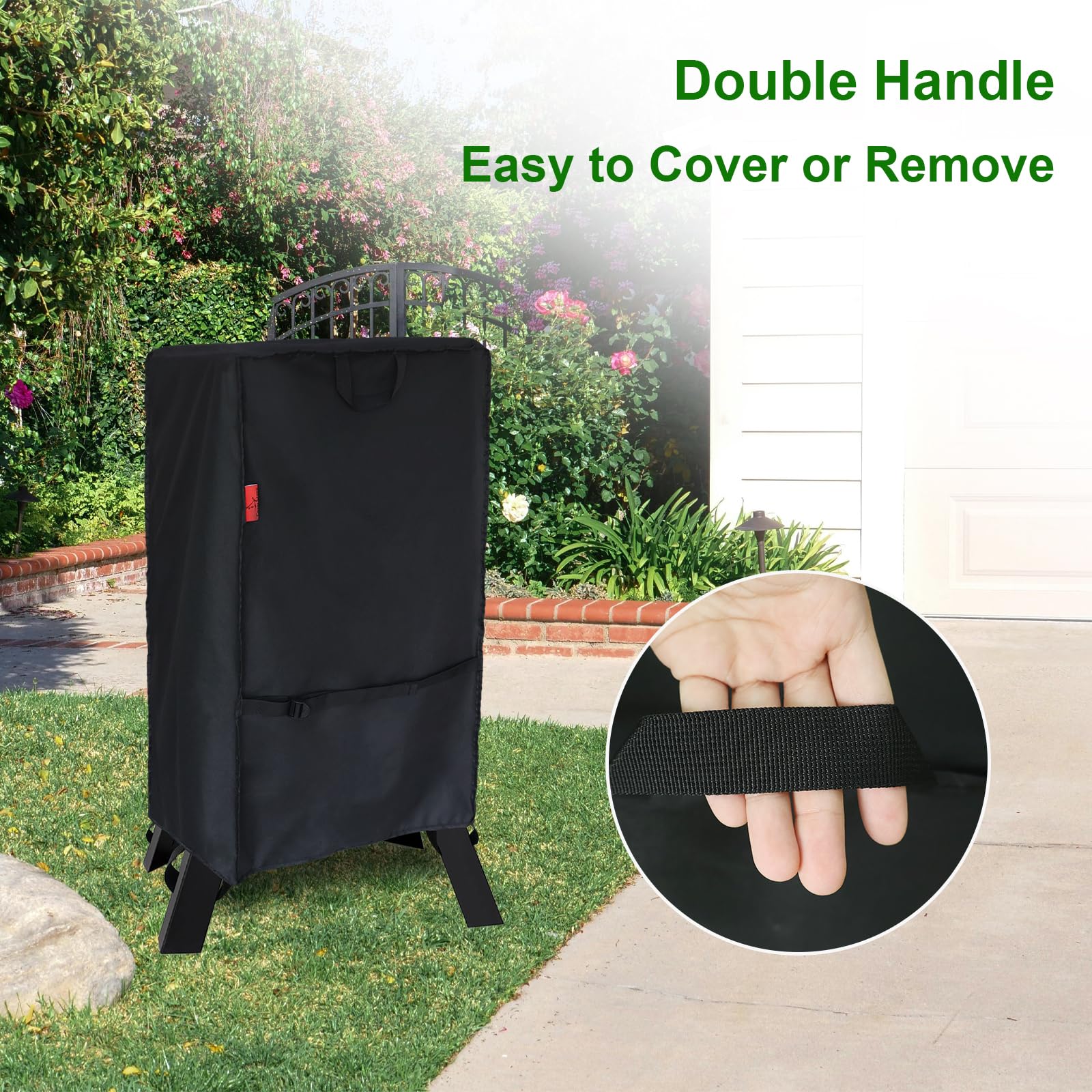Cover Geny Royal Gourmet SE2805 28-inch smoker cover seals out moisture.