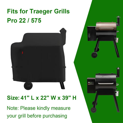 Cover Geny Traeger Pro 22 fit shields the grill from wind and rain.