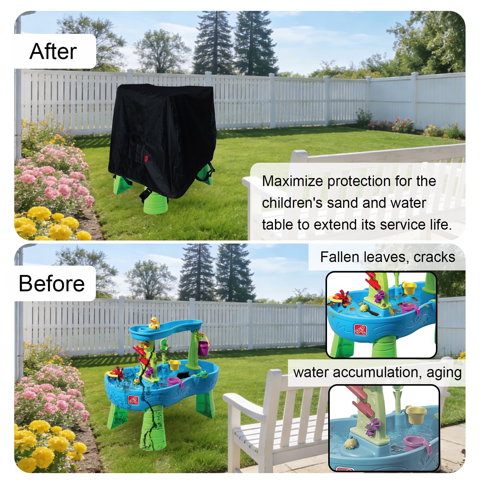 Cover Geny windproof design with buckles and drawstring keeps the cover in place.