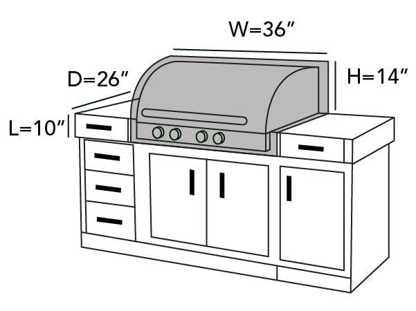 Covermates Classic Built-In Grill Cover front view shields grill from debris and UV exposure.