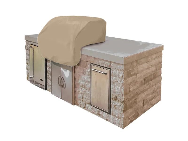 Covermates Classic Built-In Grill Cover top view protects grill from rain and sun.