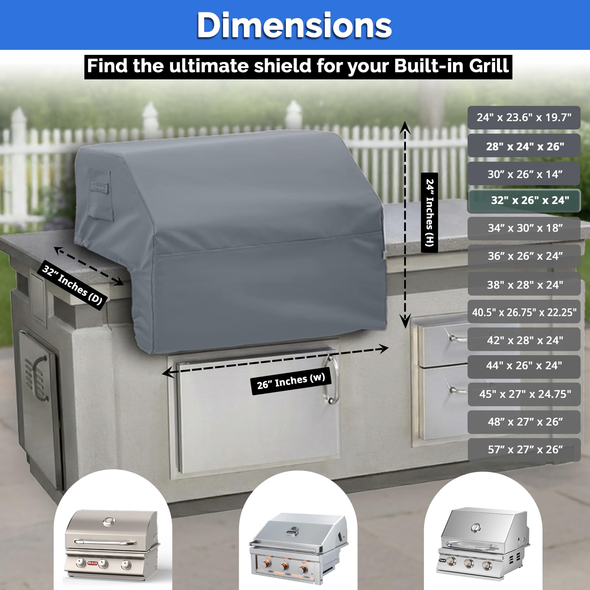Covers & All built-in grill cover fits 32 inch grills