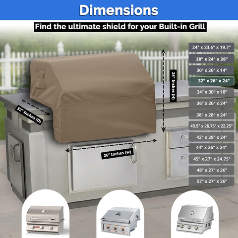Built-in handles on beige Covers & All grill cover for quick installation