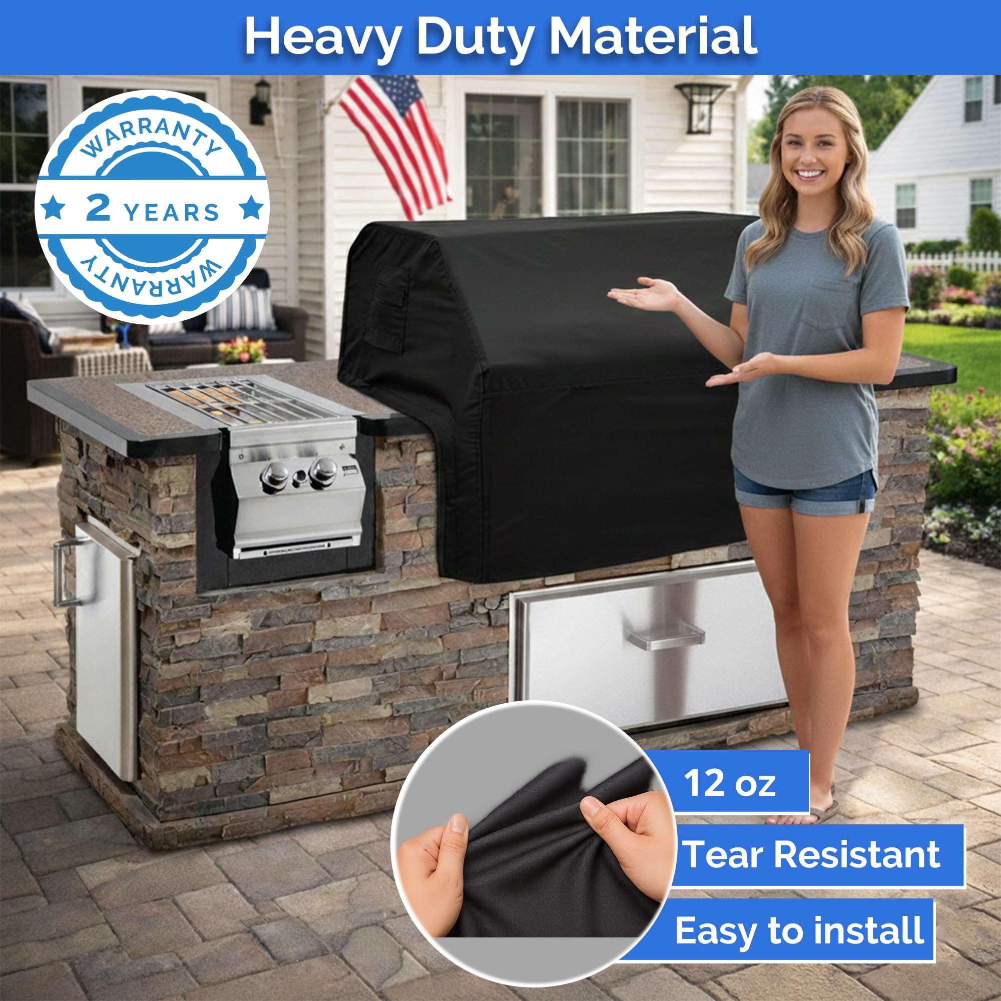 Covers & All elastic hem and handles for easy installation.