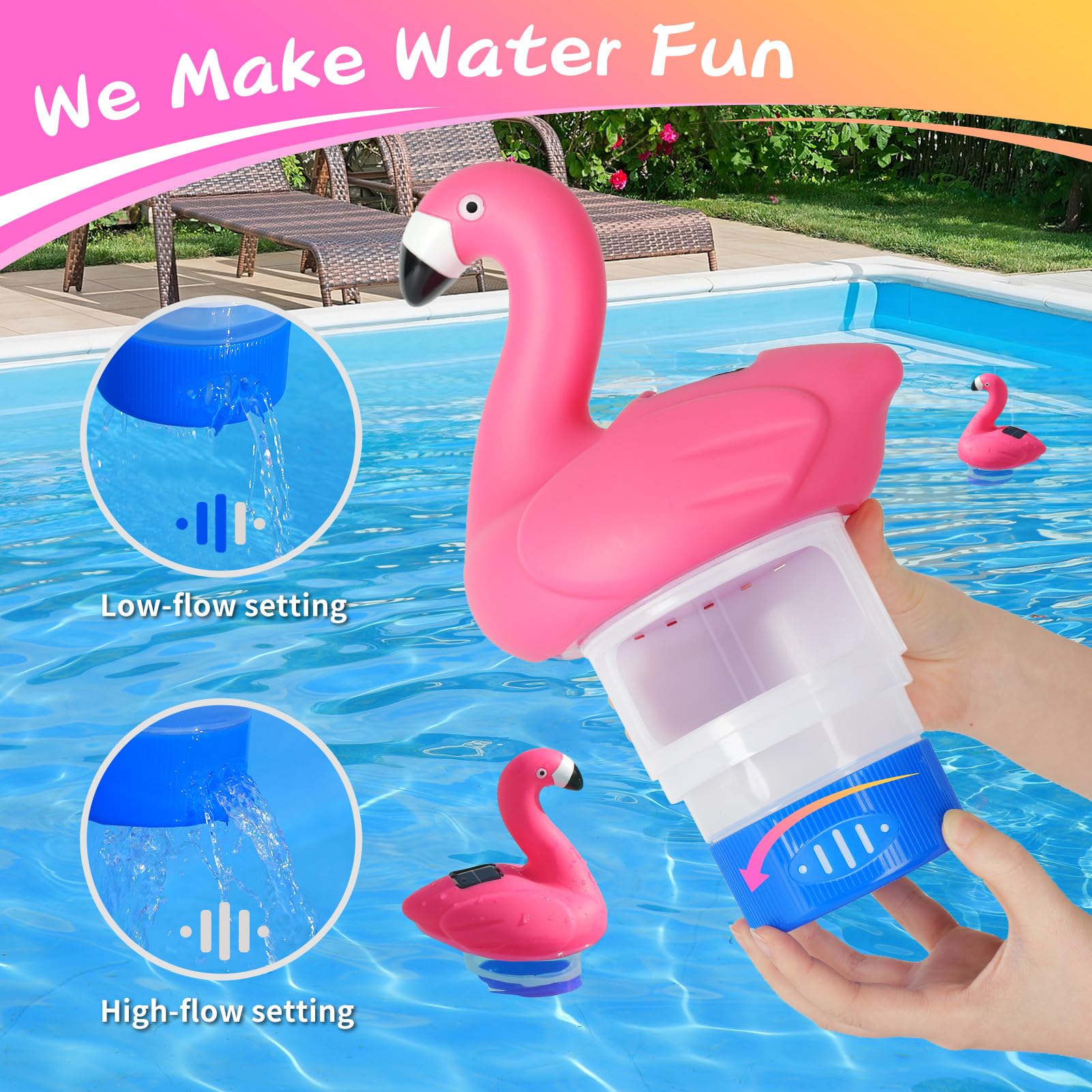 Covfirst floater bottom control allows adjustable chlorine release for customizable balance.