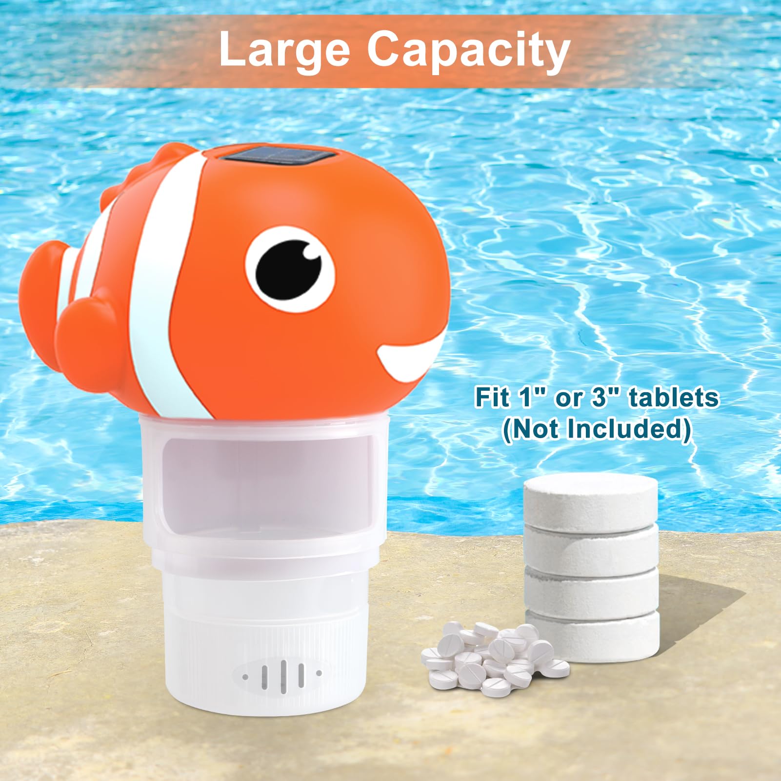 Covfirst chlorine tablet floater with large capacity holds 1 inch or 3 inch tablets for flexibility
