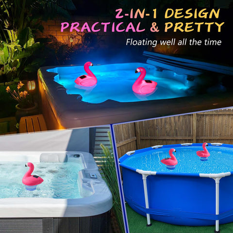 Covfirst flamingo glow at night adds ambient lighting for yard or pool.