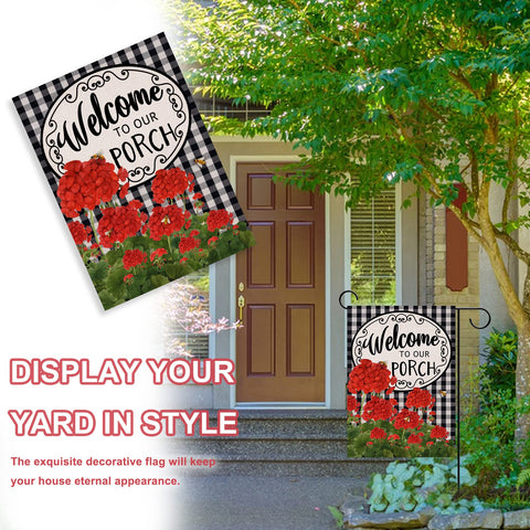 Covido durable burlap flag weatherproof for year-round yard art.