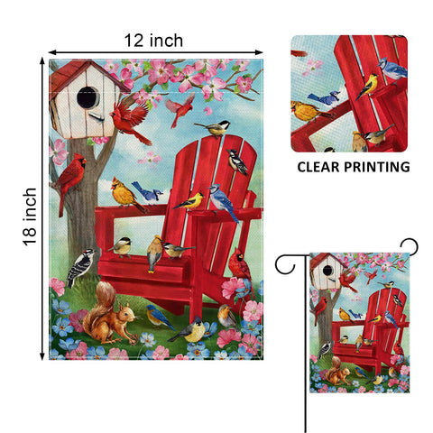 Covido cardinal blue jay flag showcases cardinal and blue jay details for lively yard accents