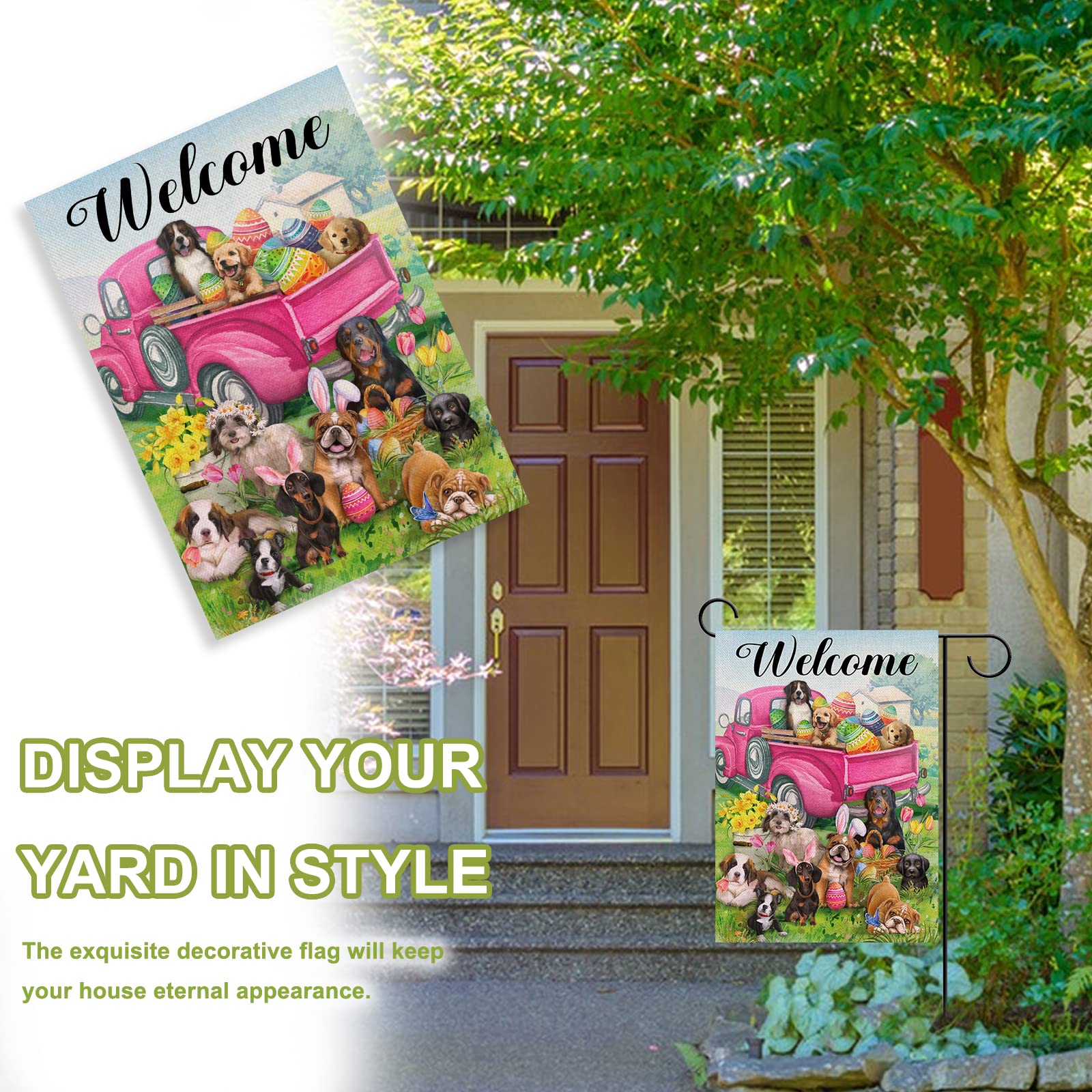 Covido double-sided floral flag remains readable from both sides for versatile display.