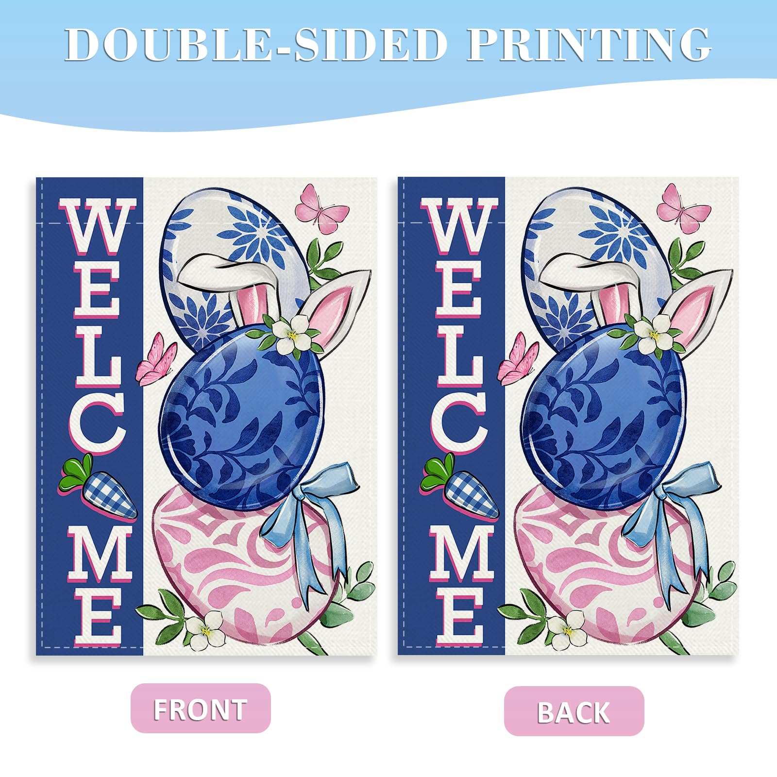 Covido double-sided garden flag readable from both sides for versatile display