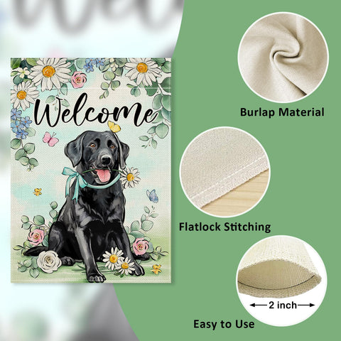 Covido double-sided garden flag, readable from both sides, for flexible outdoor display.