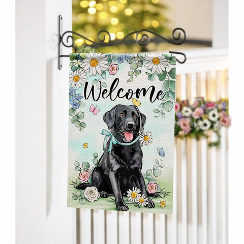 Covido weatherproof burlap flag stands up to seasons as a charming home accent.