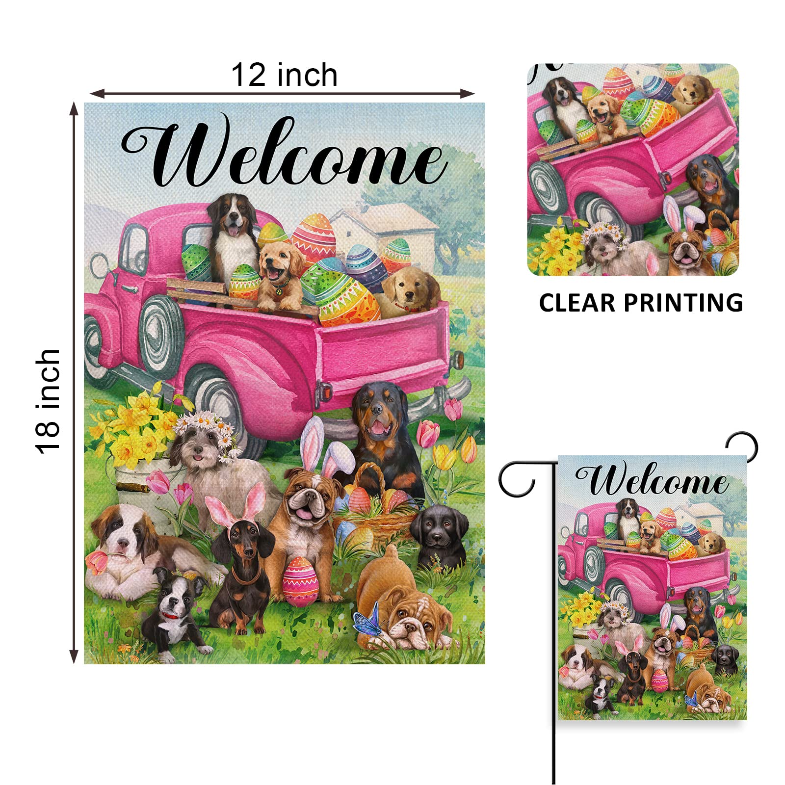 Covido dog garden flag with country puppy design, ideal for welcoming guests.